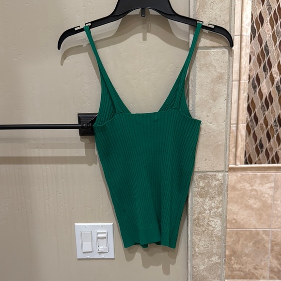 Green Ribbed Knit Tank Top - Picture 3 of 3